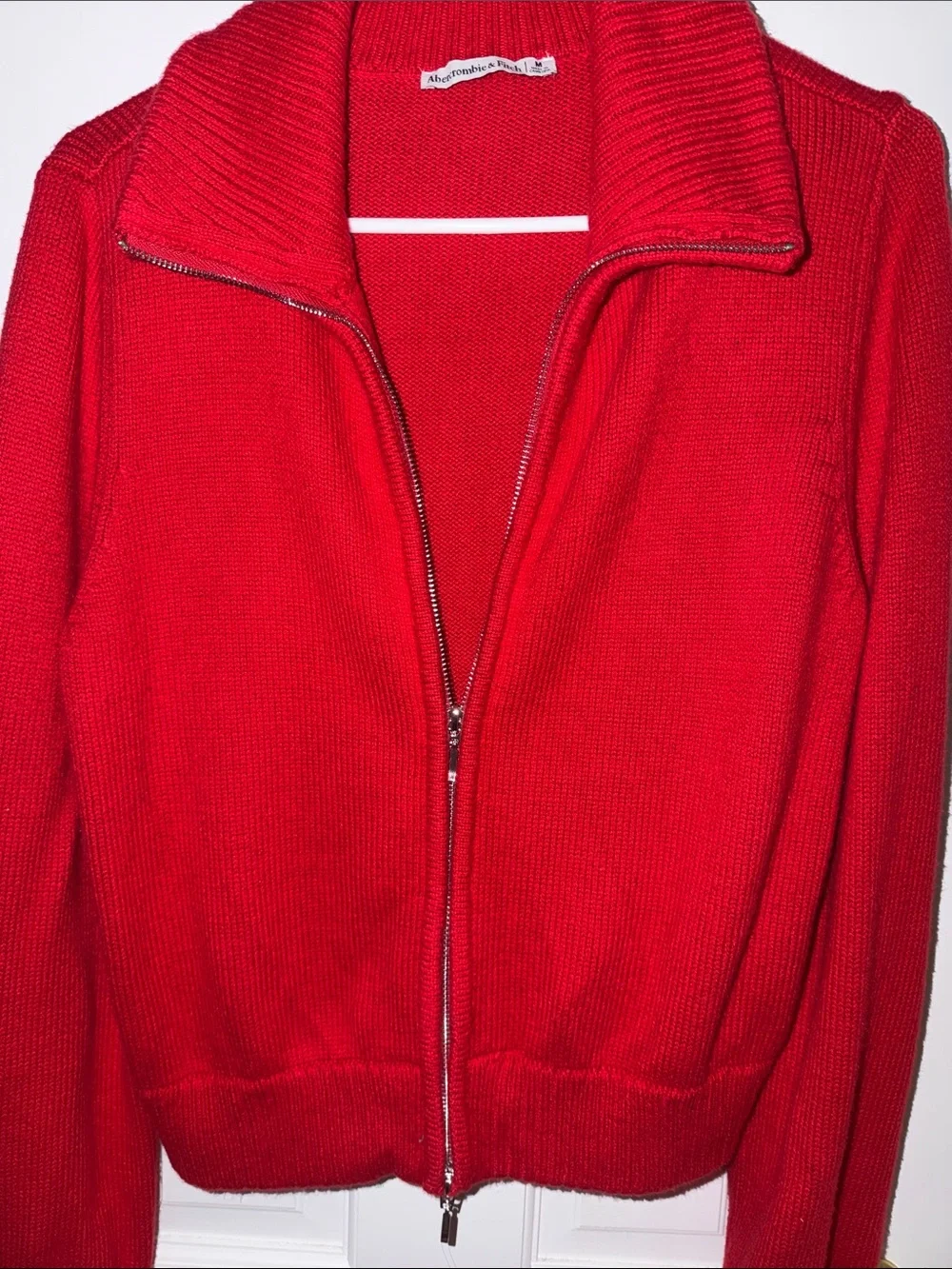 Abercrombie double Zipper Cardigan Red M